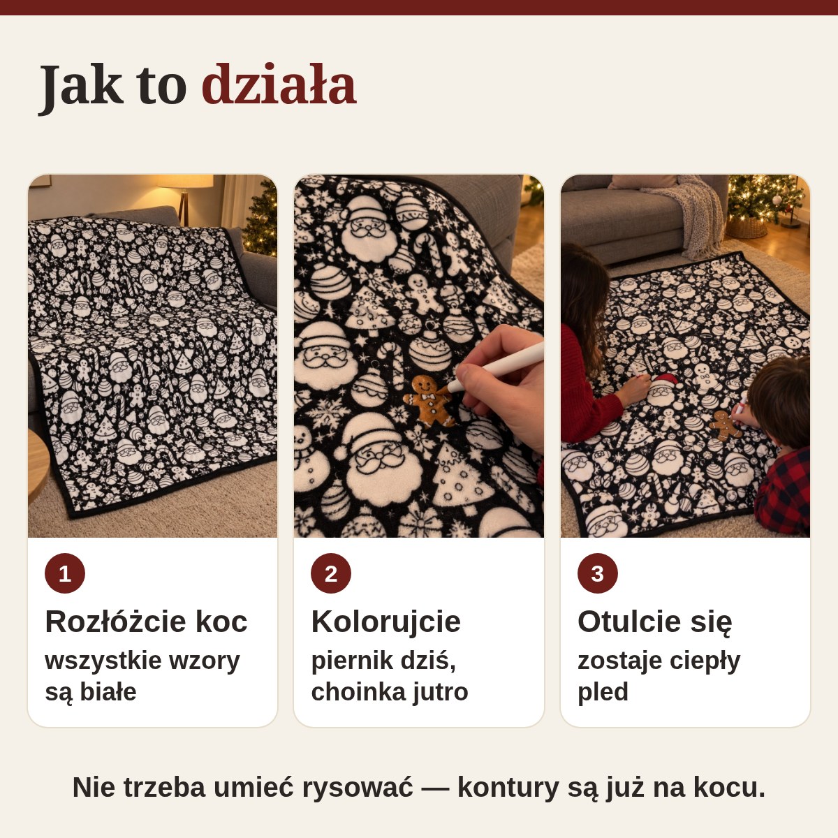 Jak to działa: rozłóżcie, kolorujcie, otulcie się